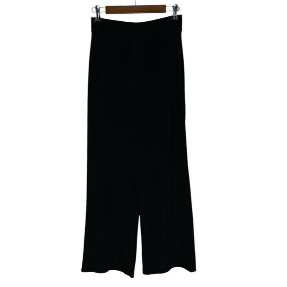 Susan Graver Small Black Pull On Stretch Velvet Wide Waistband Pant A4550 - Picture 1 of 7